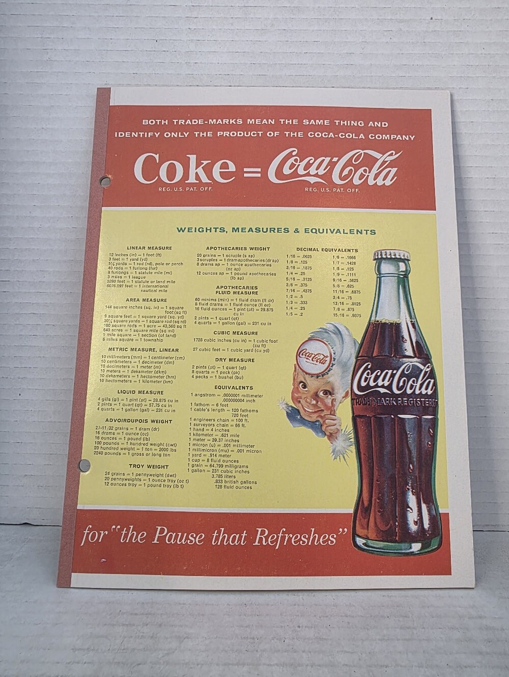Vintage 1950's Coca-Cola Notebook Paper Tablet (M8194)